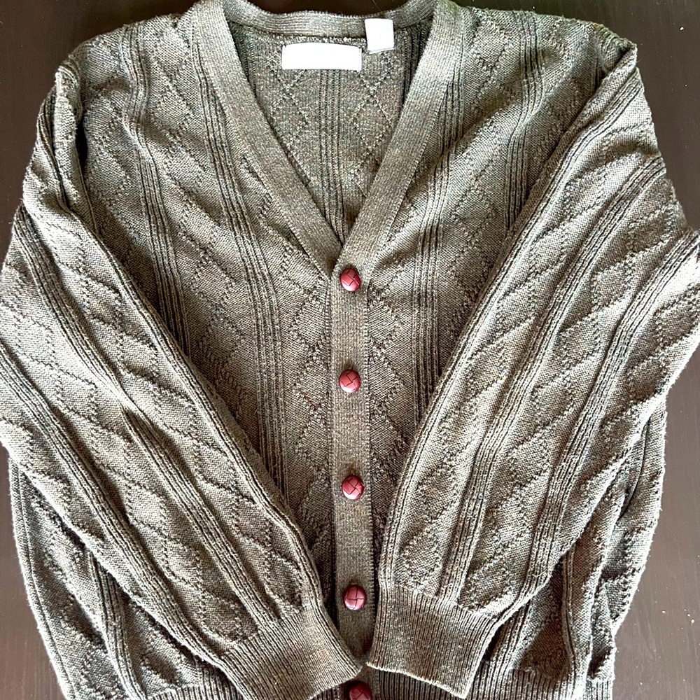 Dark Olive Green Oscar De La Renta men’s cardigan